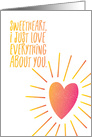 Sweetheart I Just Love Everything About You Speckled Heart Illust card