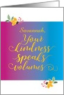 Thank You Your Kindness Speaks Volumes Custom Name on Front card