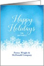 Business Snowy Happy Holidays with Custom Name card