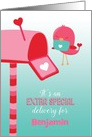 Custom Name Extra Special Delivery Birdie and Mailbox Valentine card
