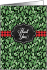 Lush Greenery Bright Buffalo Plaid Ribbon Thank You for the Christmas Gift card