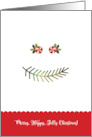 Cute Pine Holly and Candy Smile Merry Happy Jolly Christmas card