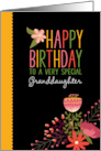 For Granddaughter Sweet Cute Folksy Florals Happy Birthday card