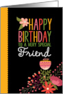 For Friend Sweet Cute Folksy Florals Happy Birthday card