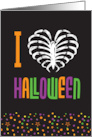 I Heart Halloween with Skeleton Heart card