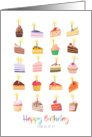 Cute Slices of Cake with Candles Lit Birthday From All of Us card