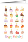 Cute Sweet Slices of Cake with Candles Lit Birthday for Anyone card