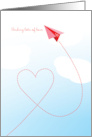 Paper Airplane Sending Lots of Love with Heart Valentine card