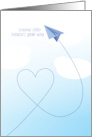 Paper Airplane Sending Good Thoughts Your Way with Heart Encouragement card