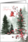 Remembering Her at Christmas Bereavement with Cardinal and Forest card