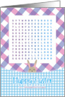 Super Cute for Cousin Gingham Easter Word Search Activity card