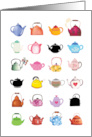 Cute Tea Pots and Kettles Mixed Media Illustrated card