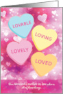 Valentine Mother In Law Lovable Loving Lovely Loved Conversation Heart card