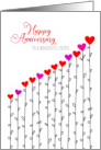 Wedding Anniversary Heart Flowers Growing to Wonderful Couple card