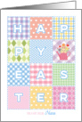 Niece Happy Easter Pastel Plaids Joy and Blessings Quilt card