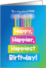 Uncle Birthday Happy Happier Happiest Birthday Blue Focus card