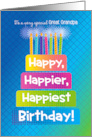 Great Grandpa Birthday Happy Happier Happiest Birthday Blue Focus card