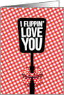 Cute Valentine I Flippin Love You Spatula Red Gingham Red Polka Dots card