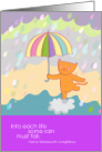 Encouragement Cat Brings Umbrella card