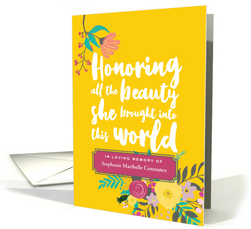 Custom Name Sympathy Honoring all the Beauty She Brought card