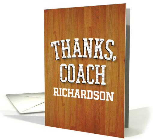 Custom Name Thanks Basketball Coach Hardwood card (1531414)