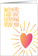 Sweetheart I Just Love Everything About You Speckled Heart Illust card