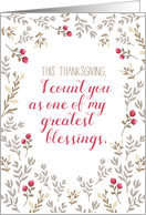 Thanksgiving I Count You as One of My Greatest Blessings card