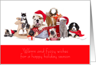Happy Holidays from Veterinarian Warm and Fuzzy Wishes card