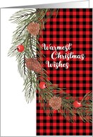 Buffalo Check Plaid Warmest Christmas Wishes card