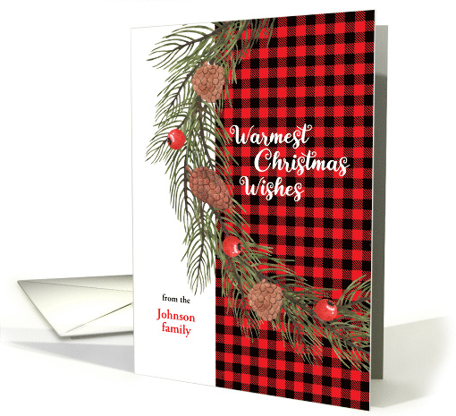 Custom Name Buffalo Check Plaid Warmest Christmas Wishes card
