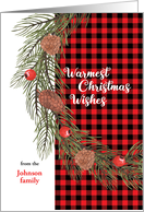 Custom Name Buffalo Check Plaid Warmest Christmas Wishes card