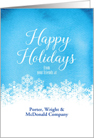 Business Snowy Happy Holidays with Custom Name card