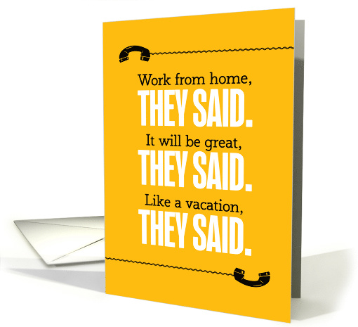 Funny Work From Home, They Said, Like a Vacation, They Said card
