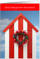 Glad Tidings from the Beach Happy Holiday Striped Cabana card