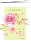 Miss Her Remember Her Love Her Always In Loving Memory Announcement card