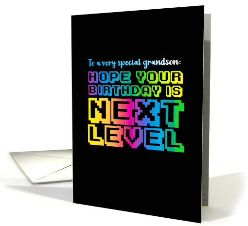 Video Game Arcade Inspired Next Level Birthday for Grandson card