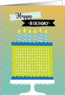 Happy Birthday Word Search for Kids card