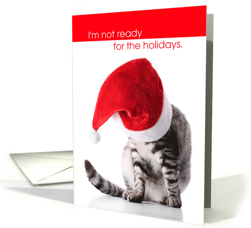 Funny Cat with Santa Hat Is Not Ready for the Holidays card (1657770)
