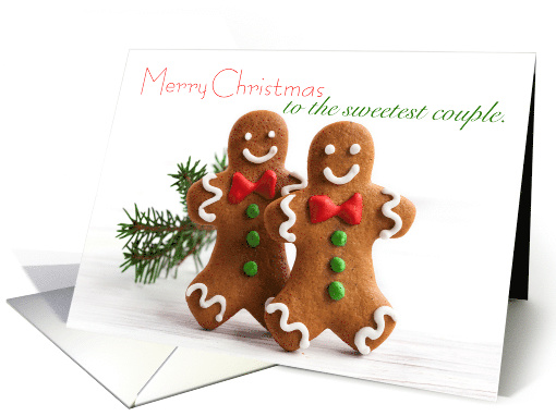 Gingerbread Christmas Greetings to Sweetest Couple card (1657772)