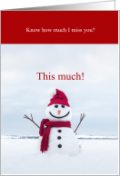 Cute Snowman I Miss You This Much Christmas card