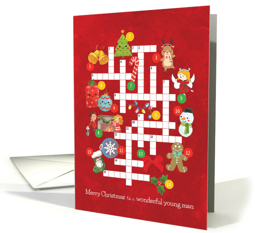 Cute Christmas Picture Crossword Puzzle for Wonderful Young Man card