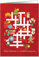 Cute Christmas Picture Crossword Puzzle for Wonderful Young Man card