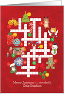 Cute Christmas Picture Crossword Puzzle for a Wonderful Great Grandson card