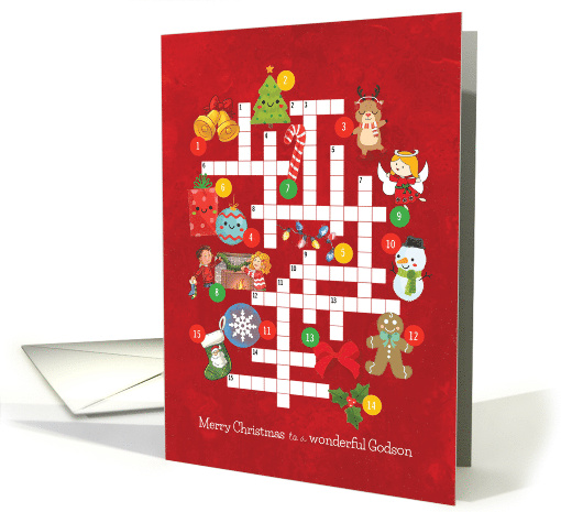 Cute Christmas Picture Crossword Puzzle for Godson card (1659882)