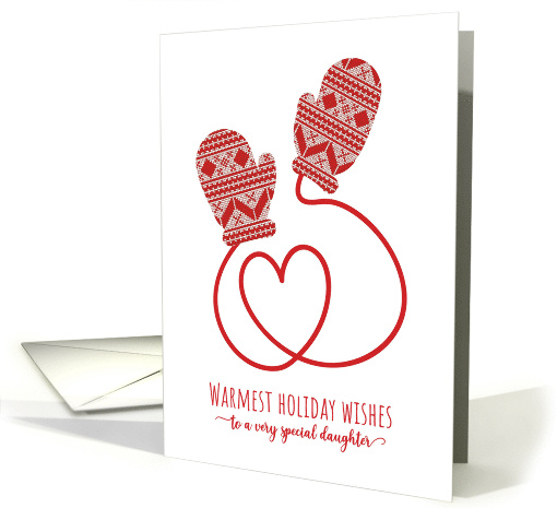 Red Mittens and Heart String for Daughter Christmas card (1661274)