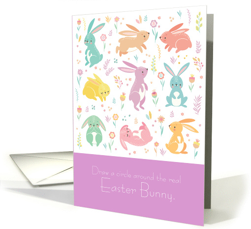 Cute Draw a Circle Around the Real Easter Bunny Activity card