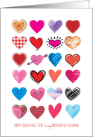 Many Illustrated Hearts Valentine’s Day to my Wonderful Husband card