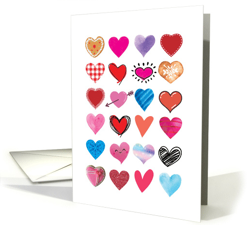 Lovely Illustrated Hearts in Mixed Media and Styles card (1665512)