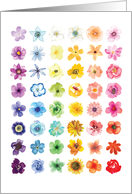 Grid of Lovely Flowers in Every Color Blank Note card