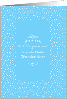 It’s a Boy Cute Pale Blue with Stars and Name Birth Announcement card